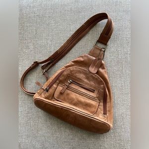 Great American Leatherworks Purse Brown Backpack Convertible Sling Crossbody Bag